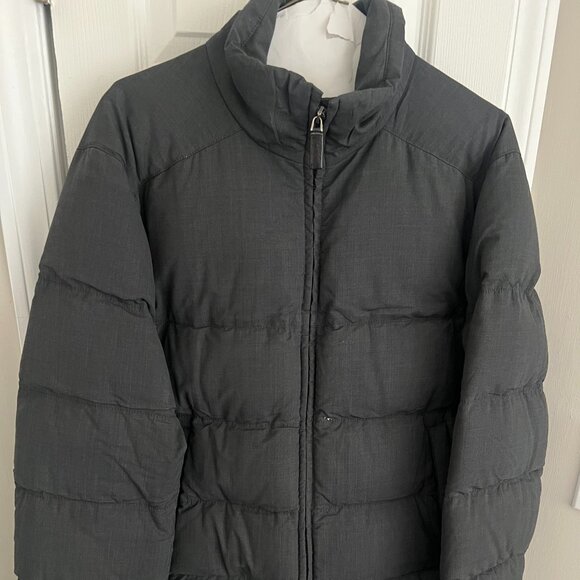 Prada Women's Dark Grey Zipped Puffer Jacket,